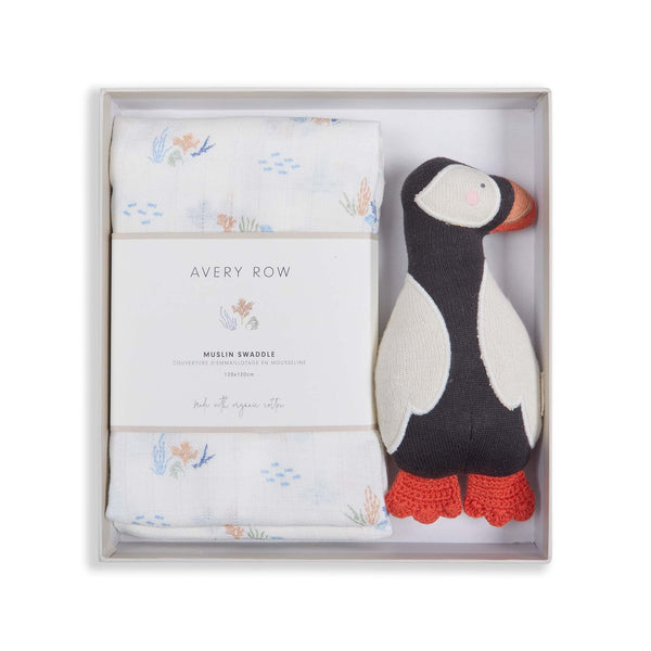 Swaddle & Cuddle Puffin New Baby Gift Set (Coastline)