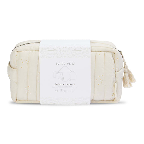 Bath time 3 Piece Towel, Washcloth + Washbag Baby Gift Set (Chamomile)