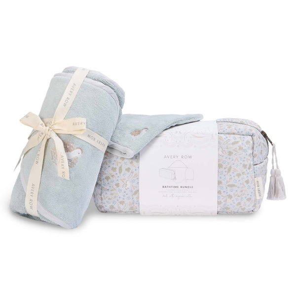 Bath time 3 Piece Towel, Washcloth + Washbag Baby Gift Set (Nature Trail)