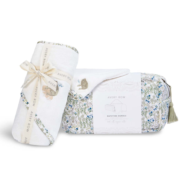 Bath time 3 Piece Towel, Washcloth + Washbag Baby Gift Set (Riverbank)
