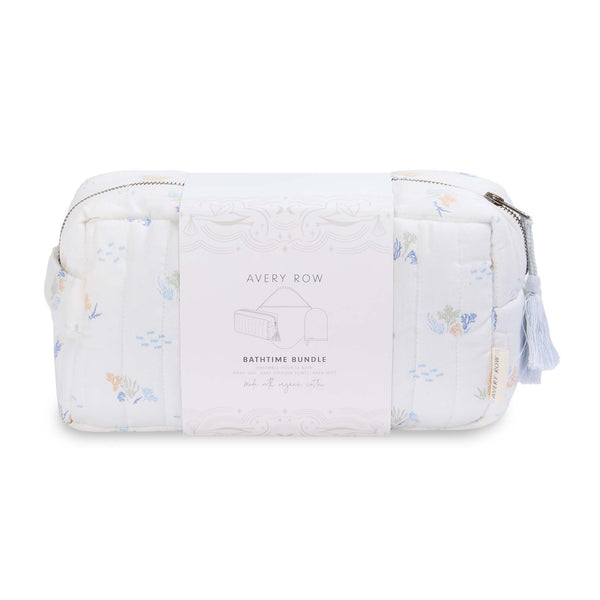 Bath time 3 Piece Towel, Washcloth + Washbag Baby Gift Set (Coastline)