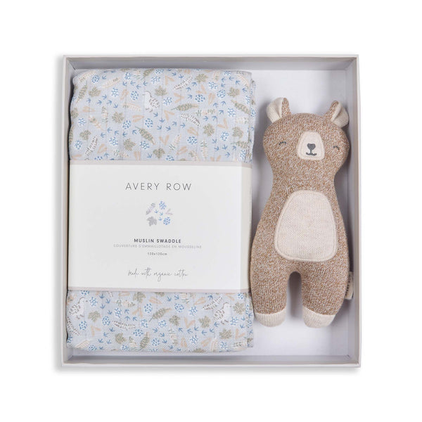 Swaddle & Cuddle Bear New Baby Gift Set (Nature Trail)