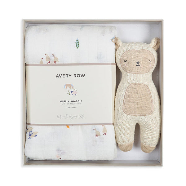 Swaddle & Cuddle Sheep New Baby Gift Set (Little Farm)