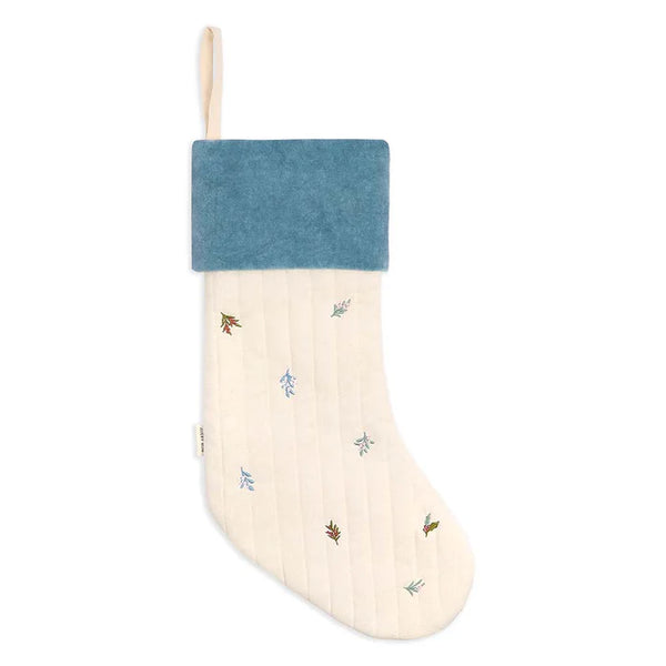Winter Sprigs Embroidered Quilted Christmas Stocking