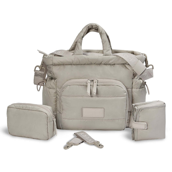 Baby Changing Tote Bag with Stroller Clips, Mat + Pouch (Oyster)