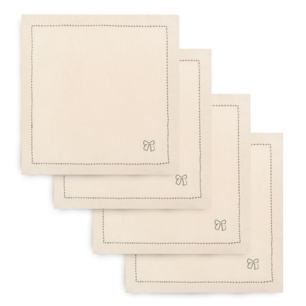 Embroidered Linen Napkins, Set of 4 (Natural)