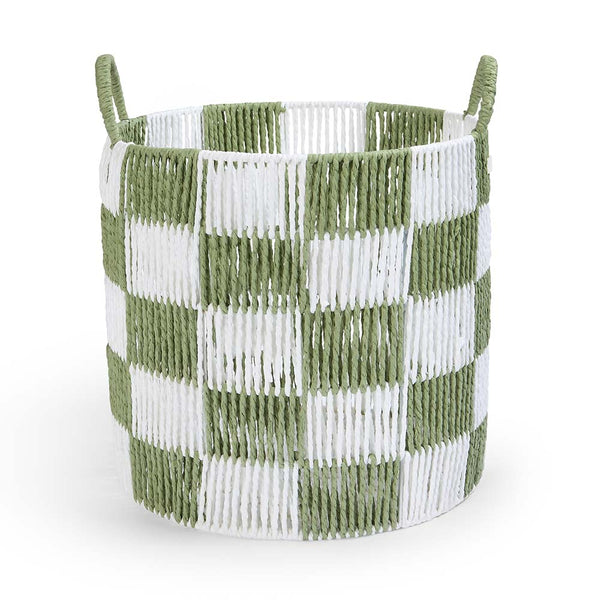 Checkerboard Large Storage Basket (Sage)