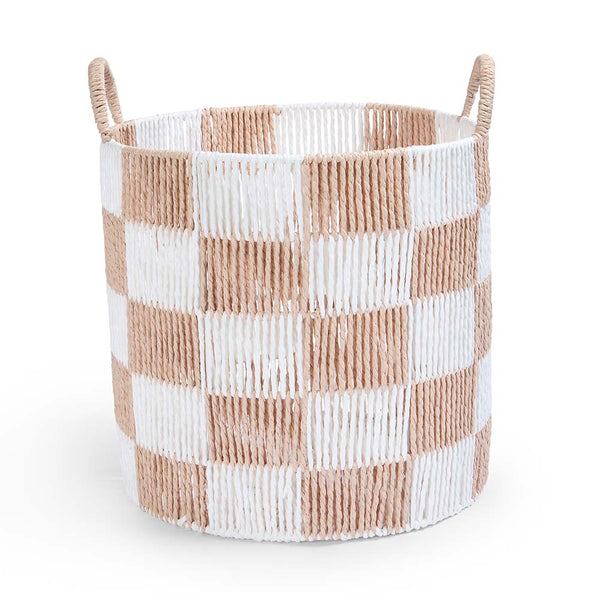 Checkerboard Large Storage Basket (Nude)