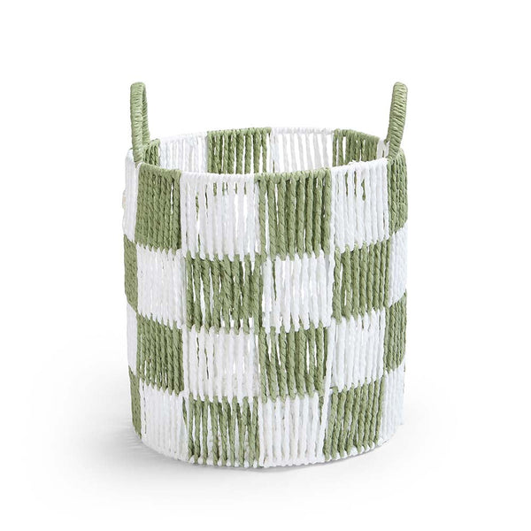 Checkerboard Medium Storage Basket (Sage)