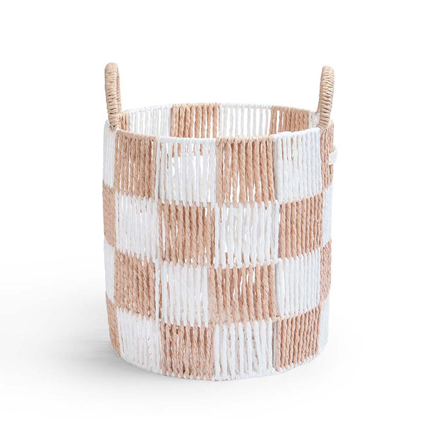 Checkerboard Medium Storage Basket (Nude)