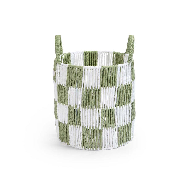 Checkerboard Small Storage Basket (Sage)