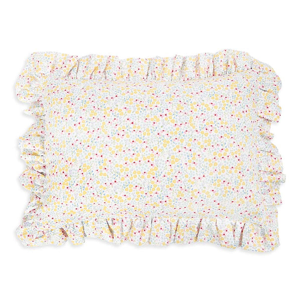 Rectangle Linen Embroidered Frill Cushion (Wildflower Garden)
