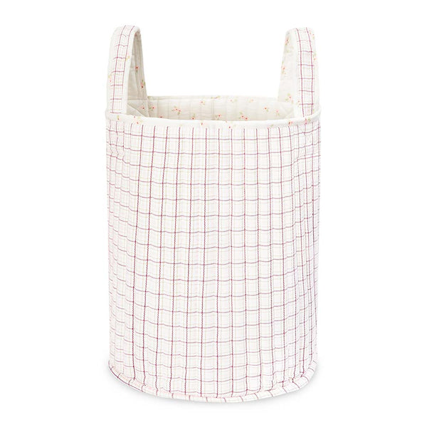 Large Quilted Reversible Storage Basket (Anemone / Pink Check)