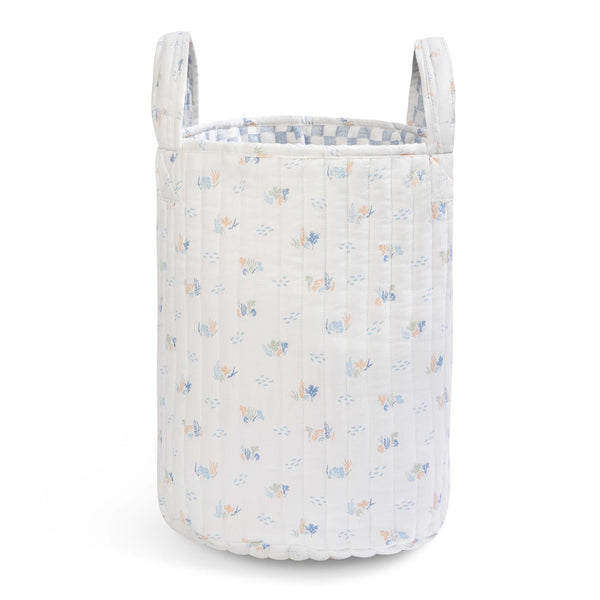 Large Quilted Reversible Storage Basket (Coastline / Waves)