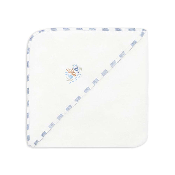 Organic Cotton Bunny Embroidered Hooded Towel (Coastline)