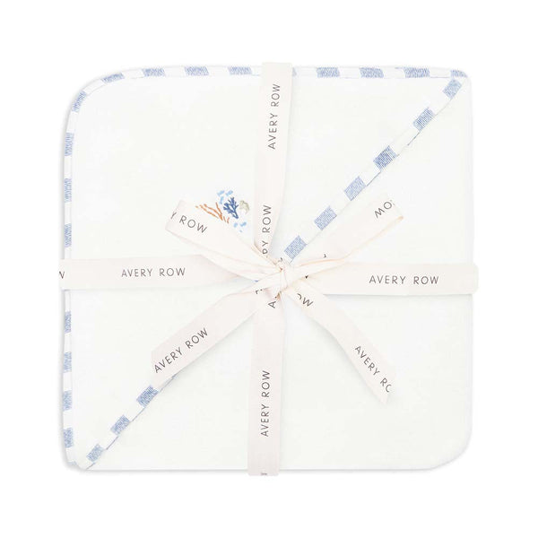 Organic Cotton Bunny Embroidered Hooded Towel (Coastline)