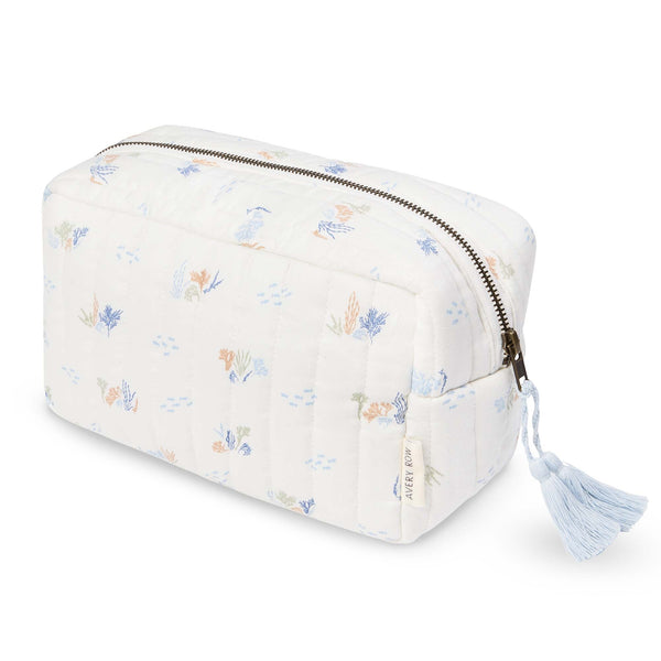 Cotton Quilted Nappy Pouch or Wash Bag (Coastline)