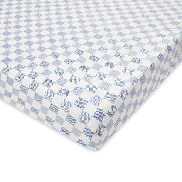 Cotbed Fitted Checkerboard Sheet (Waves)