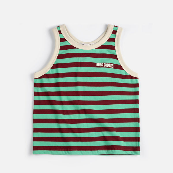 Bobo Choses Stripes Cotton Tank Top (Green)