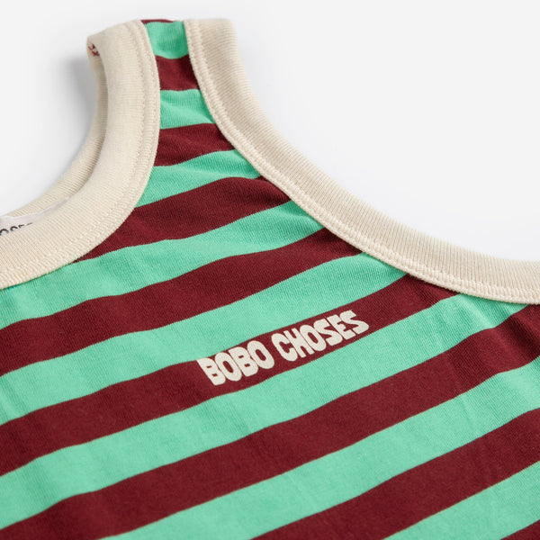 Bobo Choses Stripes Cotton Tank Top (Green)