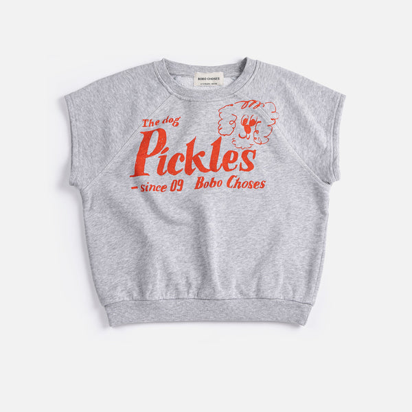 Pickles The Dog Sleeveless Cotton Sweatshirt (Heather Grey)