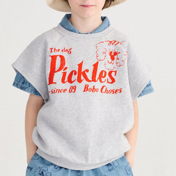 Pickles The Dog Sleeveless Cotton Sweatshirt (Heather Grey)