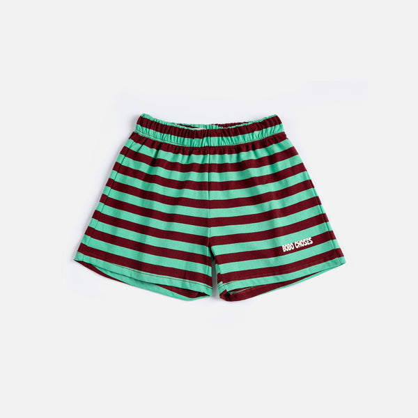 Bobo Choses Stripes Cotton Shorts (Green)