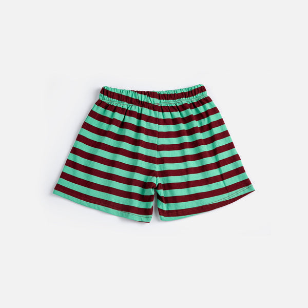 Bobo Choses Stripes Cotton Shorts (Green)