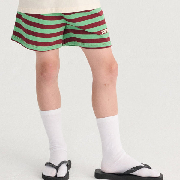 Bobo Choses Stripes Cotton Shorts (Green)
