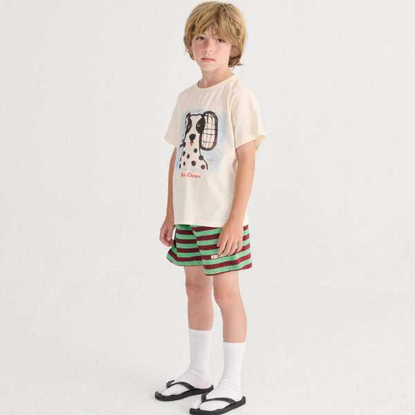 Bobo Choses Stripes Cotton Shorts (Green)