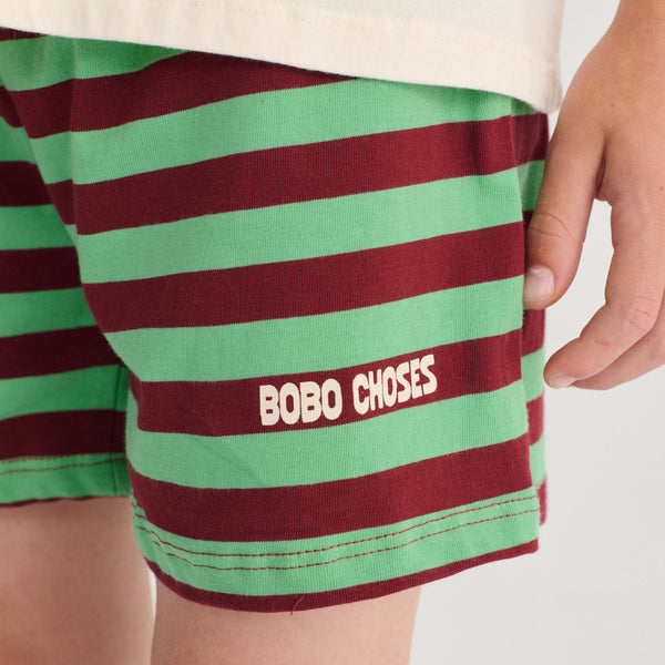 Bobo Choses Stripes Cotton Shorts (Green)