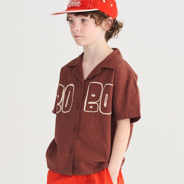Bobo Choses Cotton Woven Short Sleeved Shirt (Brown)
