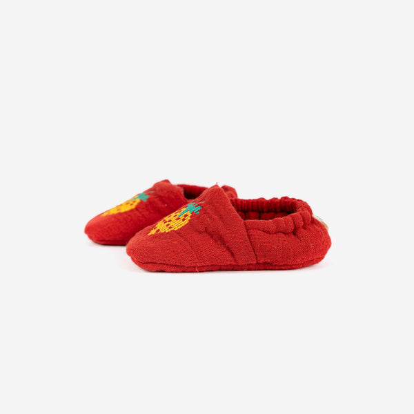 Strawberry Print Organic Cotton Baby Slippers