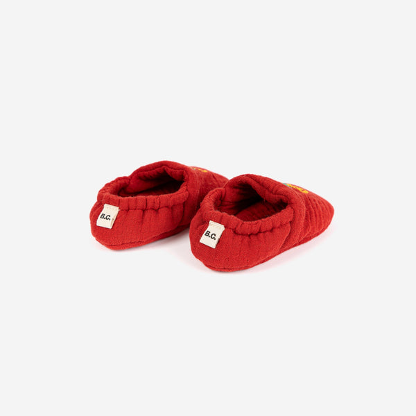 Strawberry Print Organic Cotton Baby Slippers