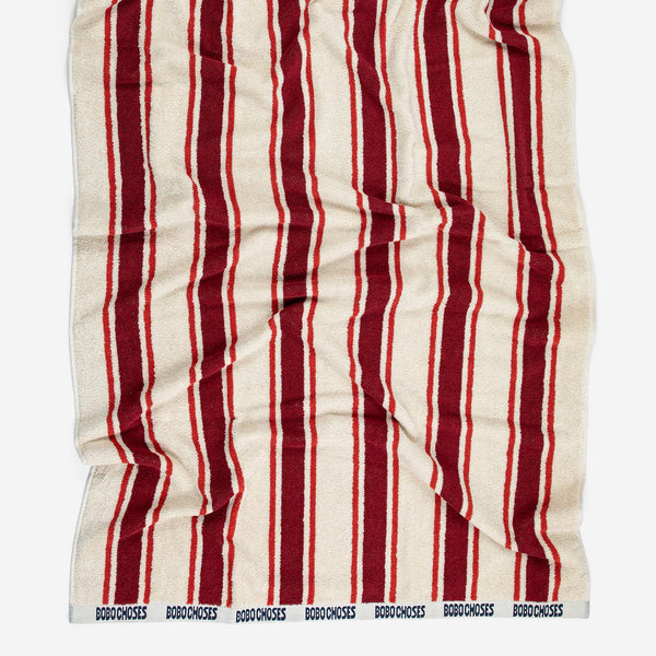 Bobo Choses Red Striped Cotton Beach Towel