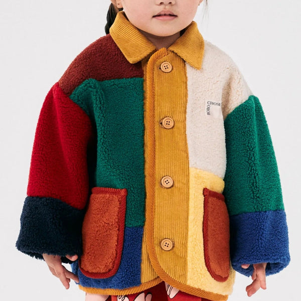 Colour Block Sheepskin Jacket