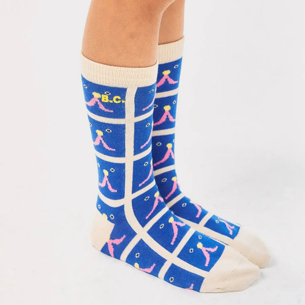 Funny Face All Over Long Socks (Blue)