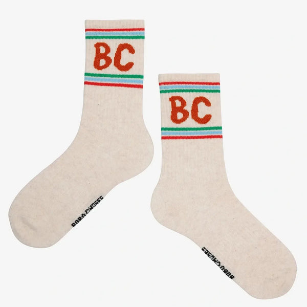 B.C Shadow Long Sport Socks (White)