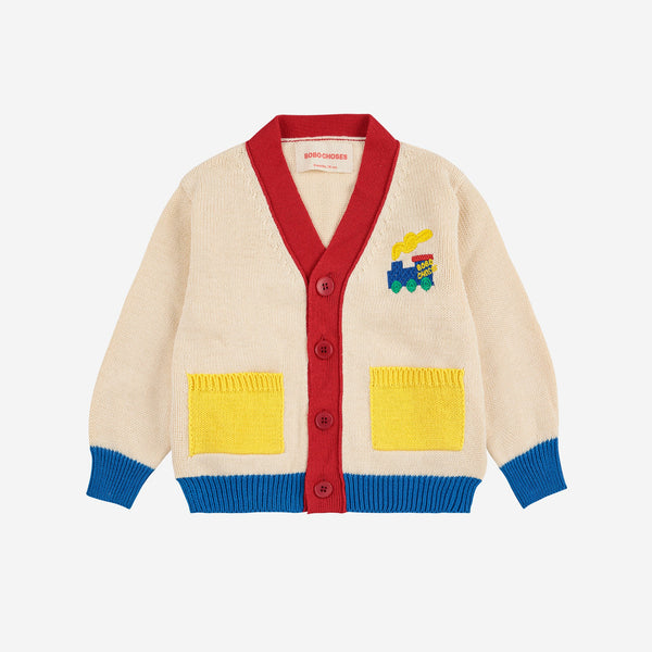 Bobo Choo Choo Cotton V Neck Block Colour Cardigan