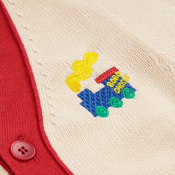 Bobo Choo Choo Cotton V Neck Block Colour Cardigan