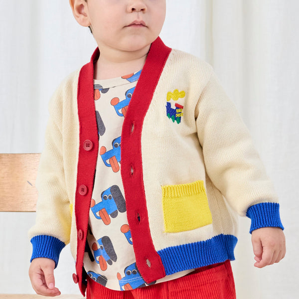 Bobo Choo Choo Cotton V Neck Block Colour Cardigan