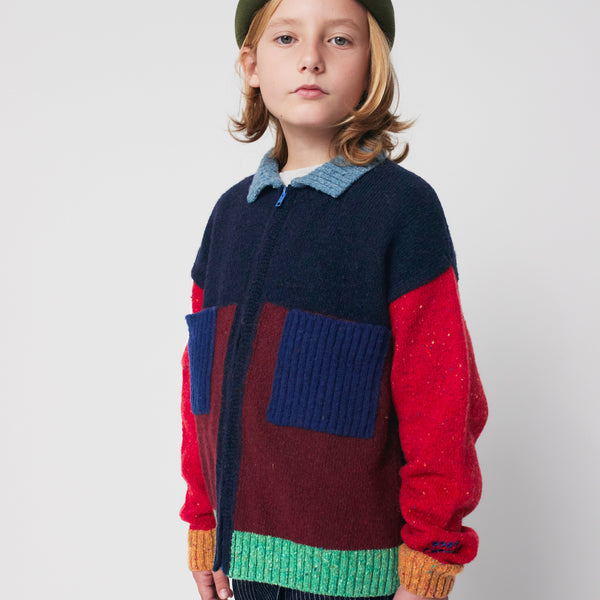 Bobo Choses Colour Block Collar Knit Cardigan