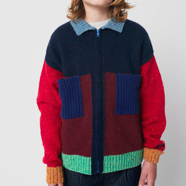 Bobo Choses Colour Block Collar Knit Cardigan