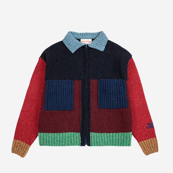 Bobo Choses Colour Block Collar Knit Cardigan