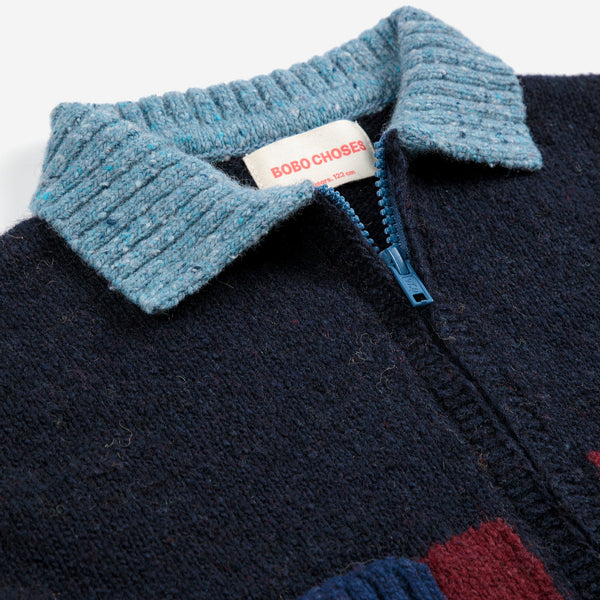 Bobo Choses Colour Block Collar Knit Cardigan