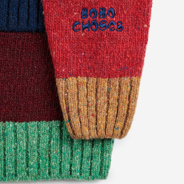 Bobo Choses Colour Block Collar Knit Cardigan