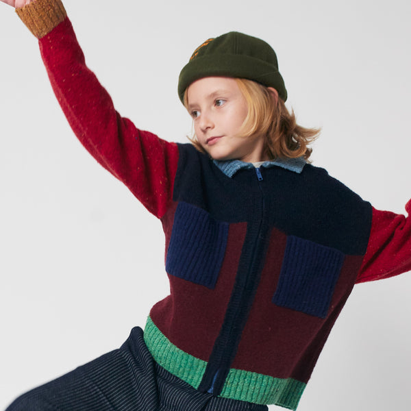 Bobo Choses Colour Block Collar Knit Cardigan