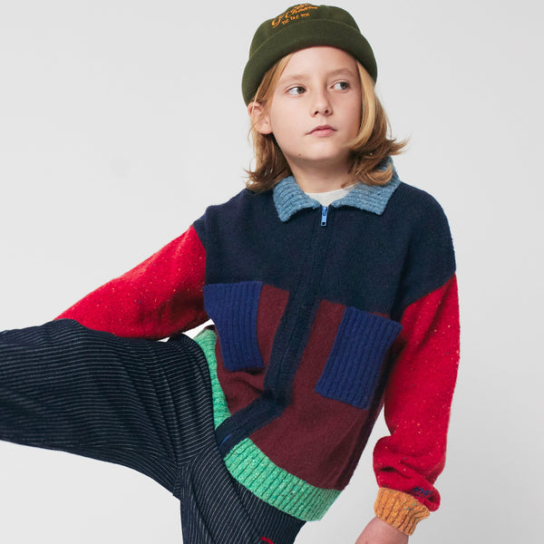 Bobo Choses Colour Block Collar Knit Cardigan