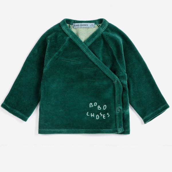 Bobo Choses Crossed Velvet Baby Long Sleeved Tee (Green)