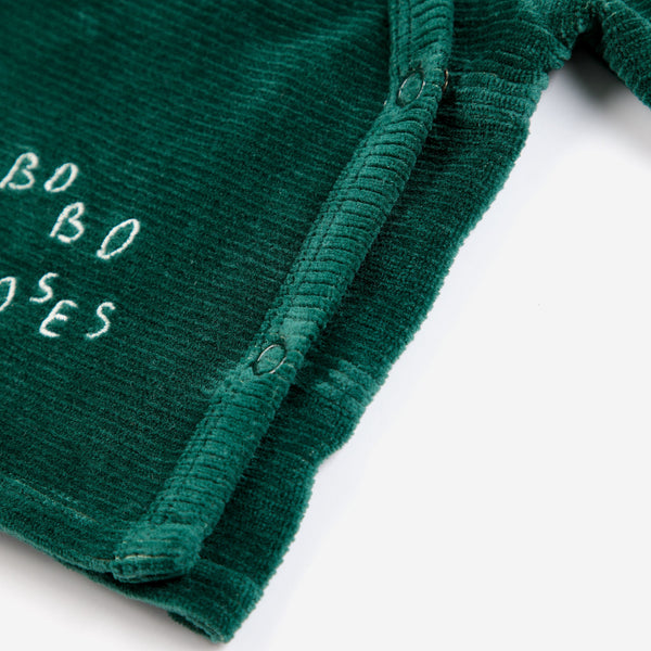 Bobo Choses Crossed Velvet Baby Long Sleeved Tee (Green)